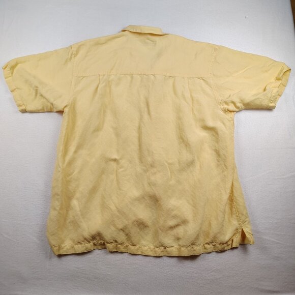 Monte Carlo Linen Blend Shirt Mens XL Yellow Short Sleeve - Picture 2 of 7